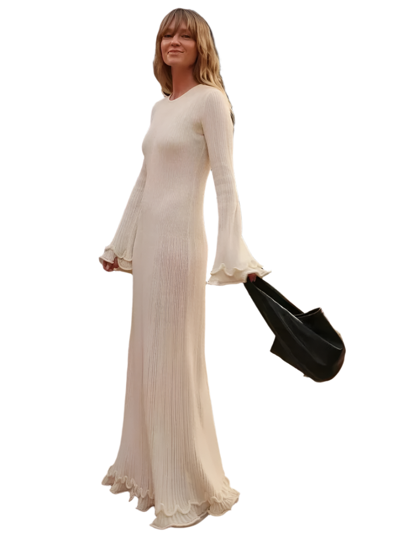 Damklänning Elegant Lång Maxi i Mjuk Tygblandning-1