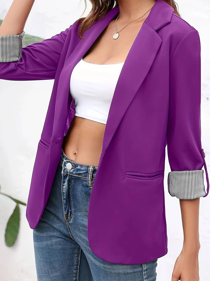 Kvinders Casual Blazer Åben Front Polyester-6