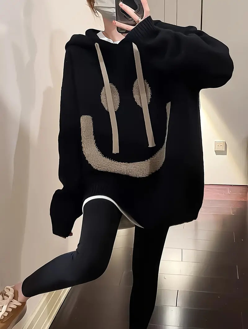 Variant image for Dame Hættetrøje Med Smil Design Justerbar Snor 100% Bomuld-7