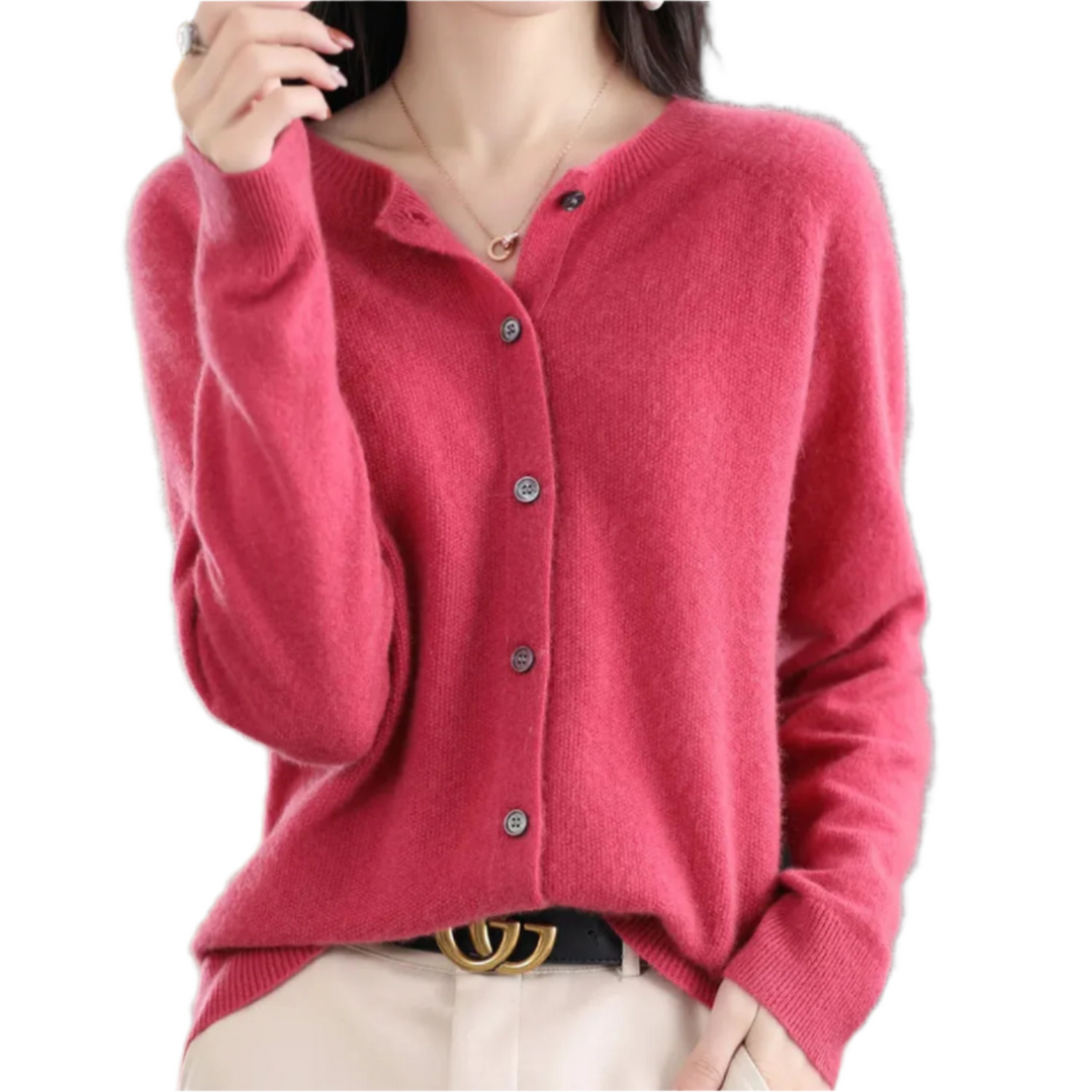 Dames Trui O-Hals 100% Wol Cardigan voor Winterse Look 1