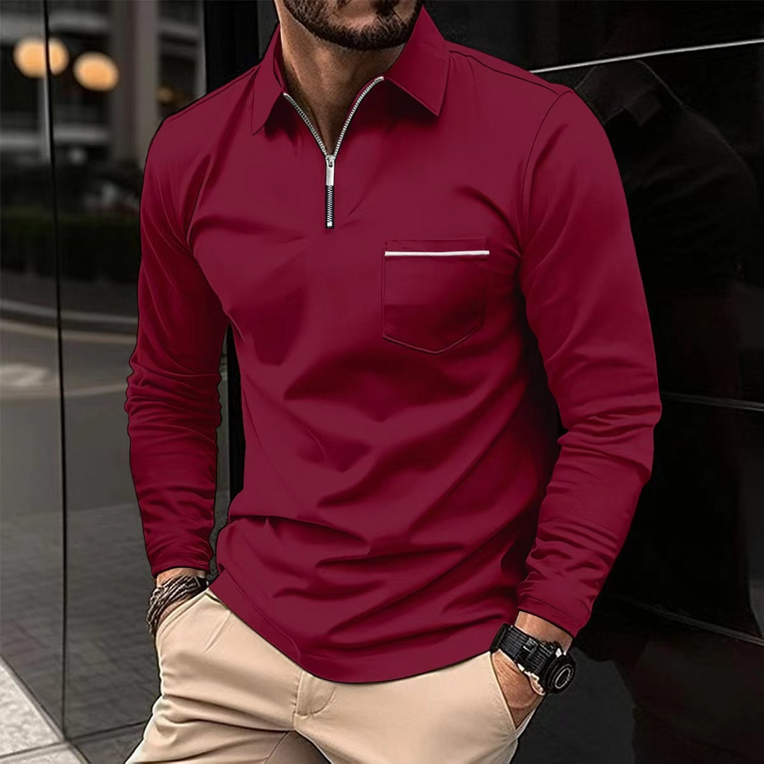 Variant image for Langærmet Poloshirt til Mænd Klassisk Design 100% Bomuld-2