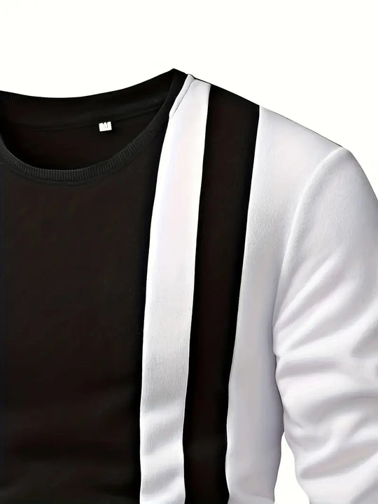 Herre Pullover Farveblok Rund Hals 100% Blød Akryl-3