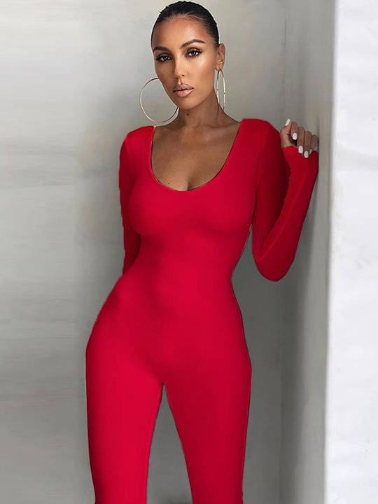 Dam Jumpsuit Snäv Passform Polyester-3