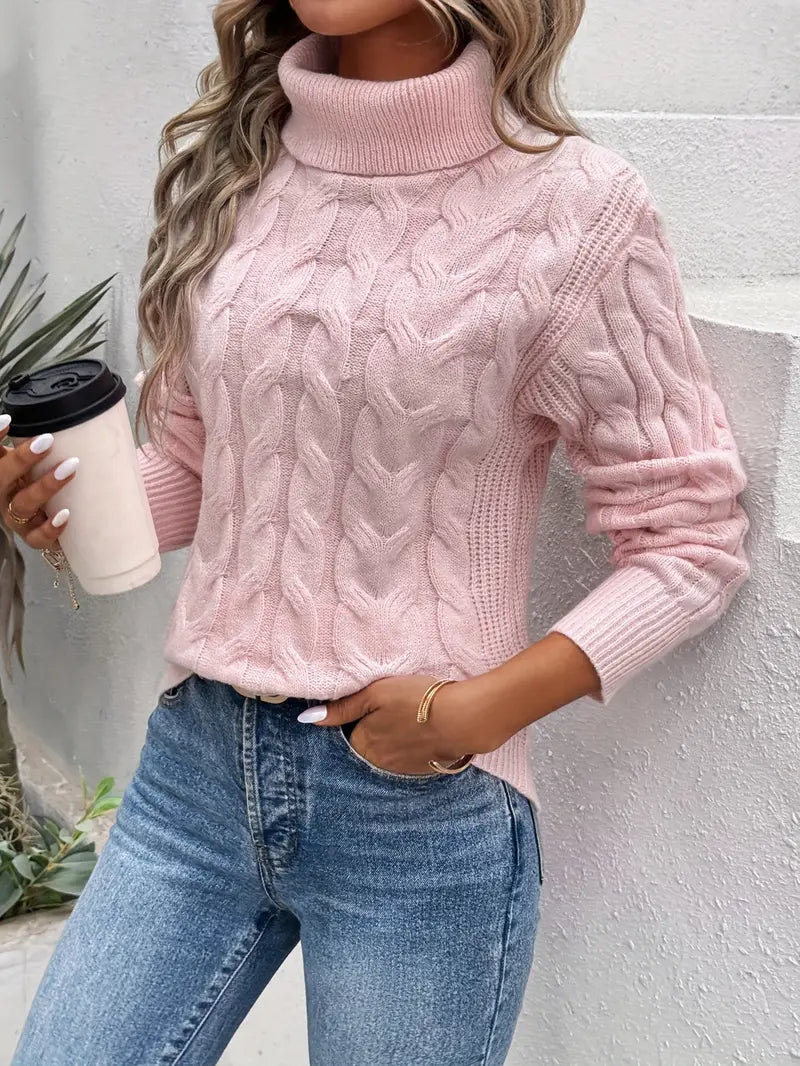Variant image for Dame Striktrøje Turtleneck Kabelmønster 100% Akryl-9