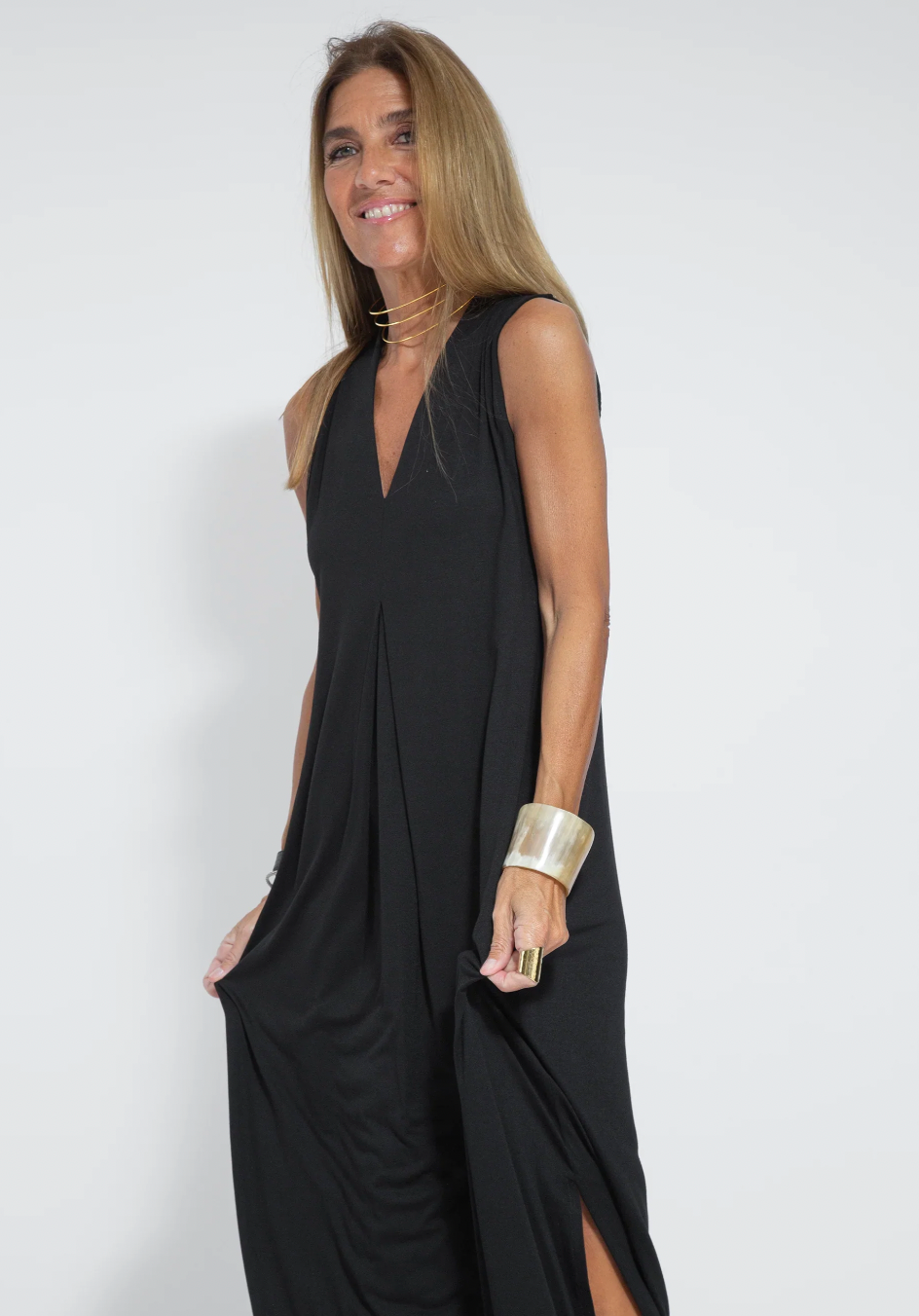 Kvinders Lang Kjole og Vest Elegant Let Stof-4