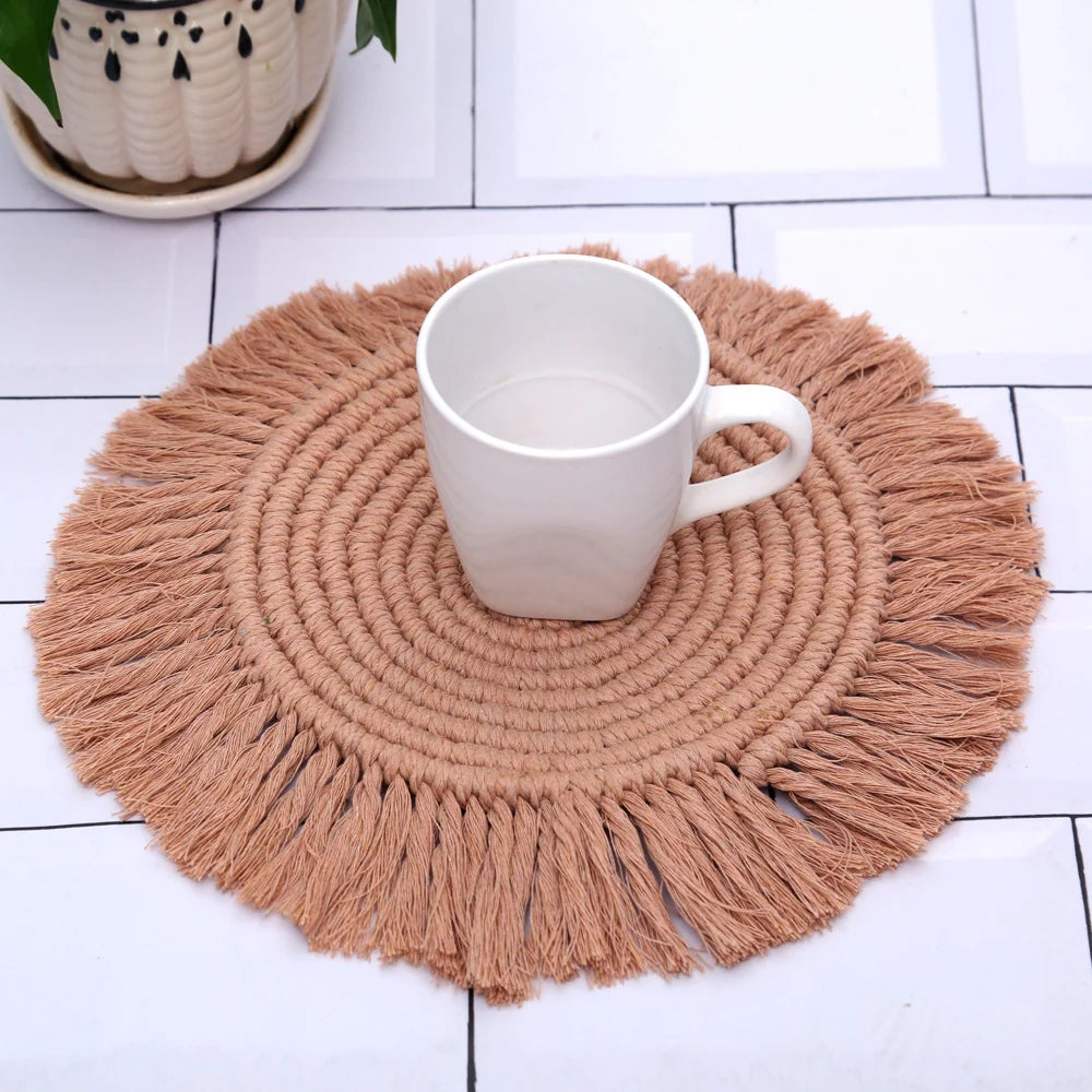 Artă decorativă rotundă de perete Macramé pentru interior 1