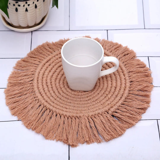 Artă decorativă rotundă de perete Macramé pentru interior 1