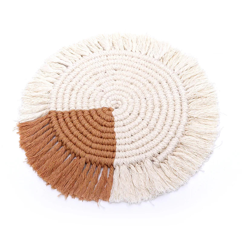 Artă decorativă rotundă de perete Macramé pentru interior 4