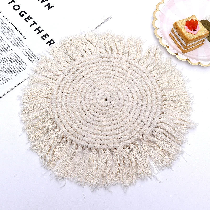 Artă decorativă rotundă de perete Macramé pentru interior 5