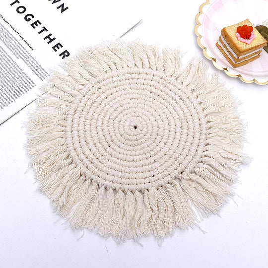 Artă decorativă rotundă de perete Macramé pentru interior 5