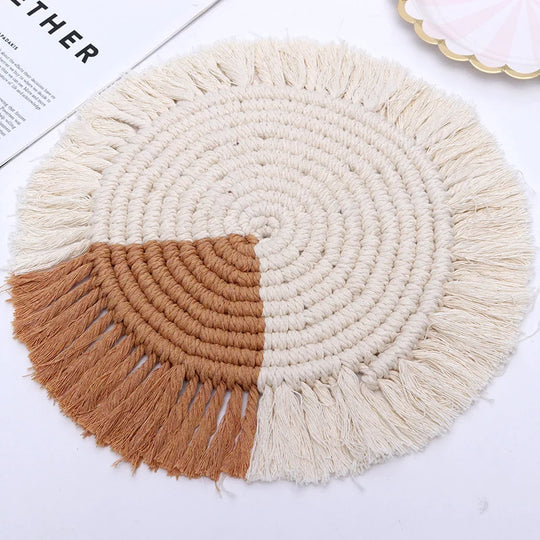 Artă decorativă rotundă de perete Macramé pentru interior 8