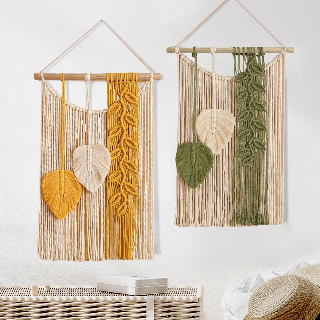 Artă murală cu frunze macramé pentru decor interior 0
