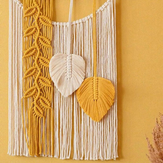 Artă murală cu frunze macramé pentru decor interior 1