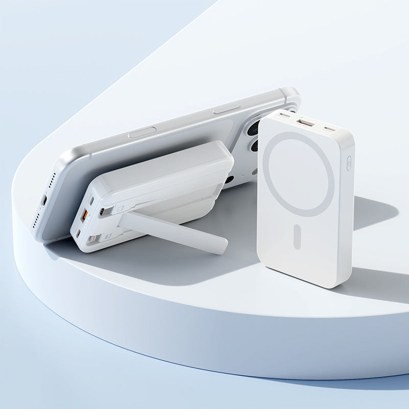 Baterie Externă 20000 mAh Portabilă cu Funcție Magnetică și Suport Integrat pentru Dispozitive Mobile 3