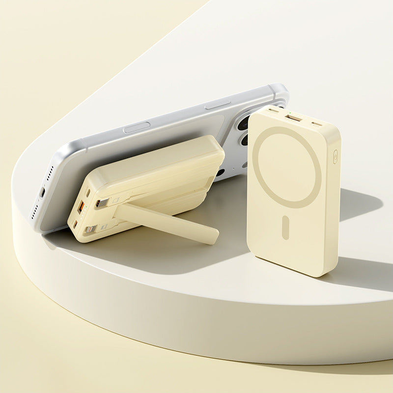 Baterie Externă 20000 mAh Portabilă cu Funcție Magnetică și Suport Integrat pentru Dispozitive Mobile 4
