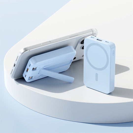 Baterie Externă 20000 mAh Portabilă cu Funcție Magnetică și Suport Integrat pentru Dispozitive Mobile 5