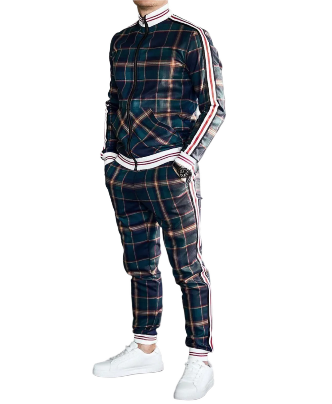 Heren Casual Set Lange Mouwen Polyestermix Met Opstaande Kraag 1