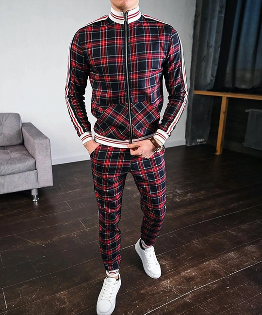 Heren Casual Set Lange Mouwen Polyestermix Met Opstaande Kraag 3