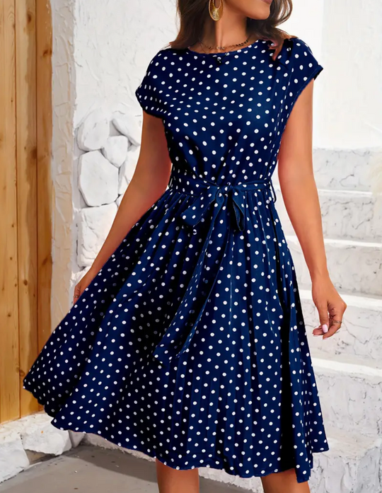 Variant image for Kvinders Vintage Polka Dot Kjole Let Bomuld-13