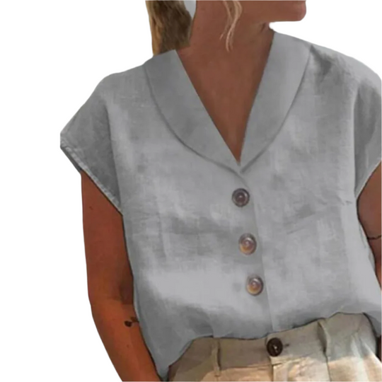 Blouse Femme Chic Col Large Tissu Doux Manches Courtes 0