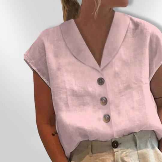 Blouse Femme Chic Col Large Tissu Doux Manches Courtes 2