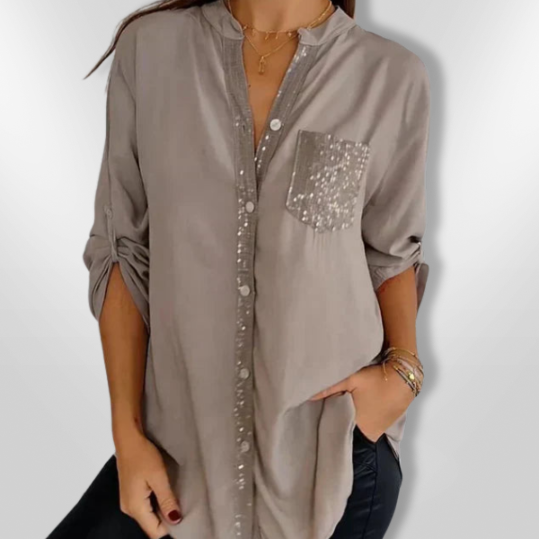 Blouse Femme Chic Côtier avec Détails en Sequins 1