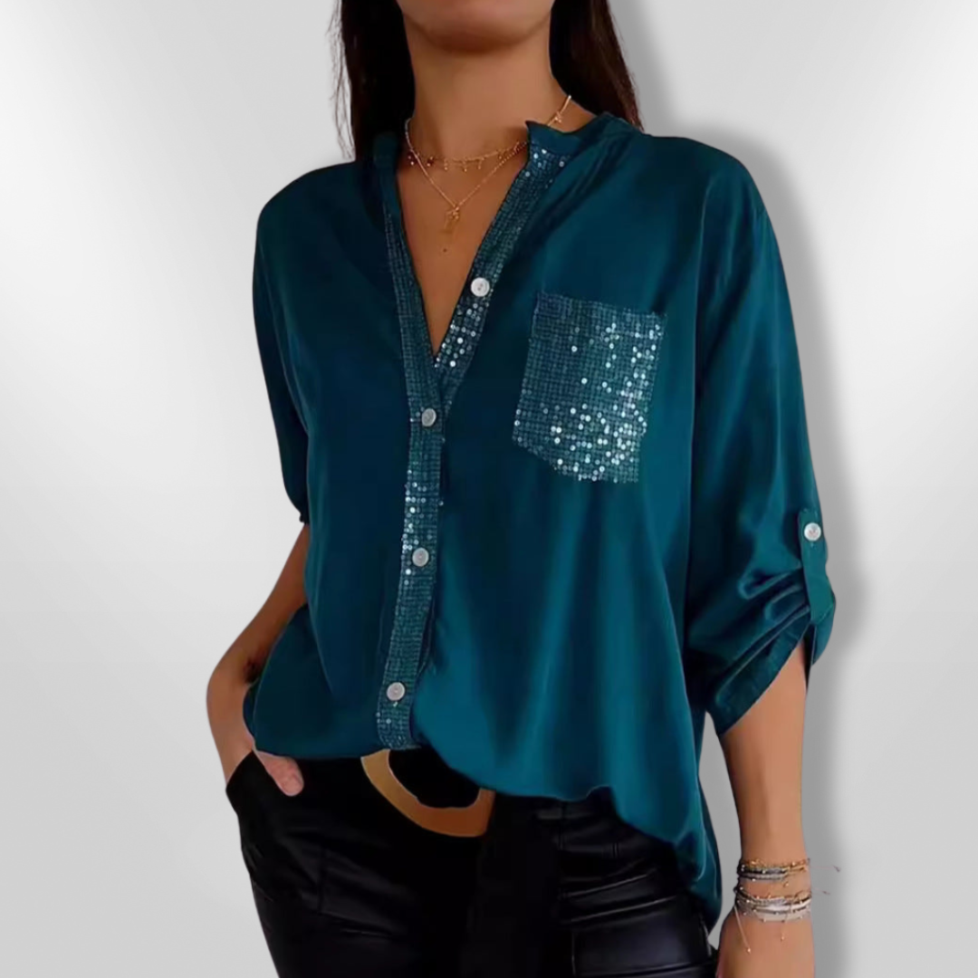 Blouse Femme Chic Côtier avec Détails en Sequins 4