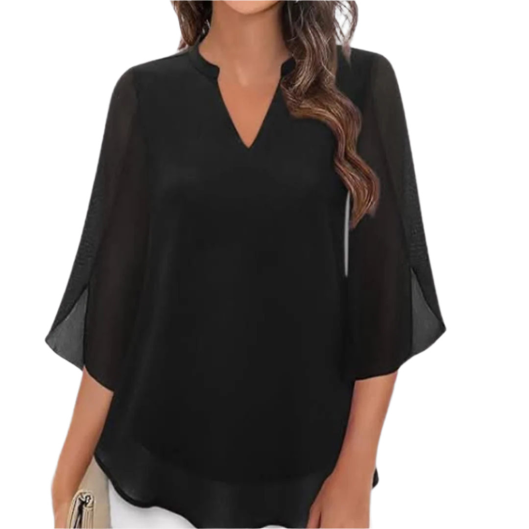 Blouse Femme Chic à Étages en Tissu Léger 0