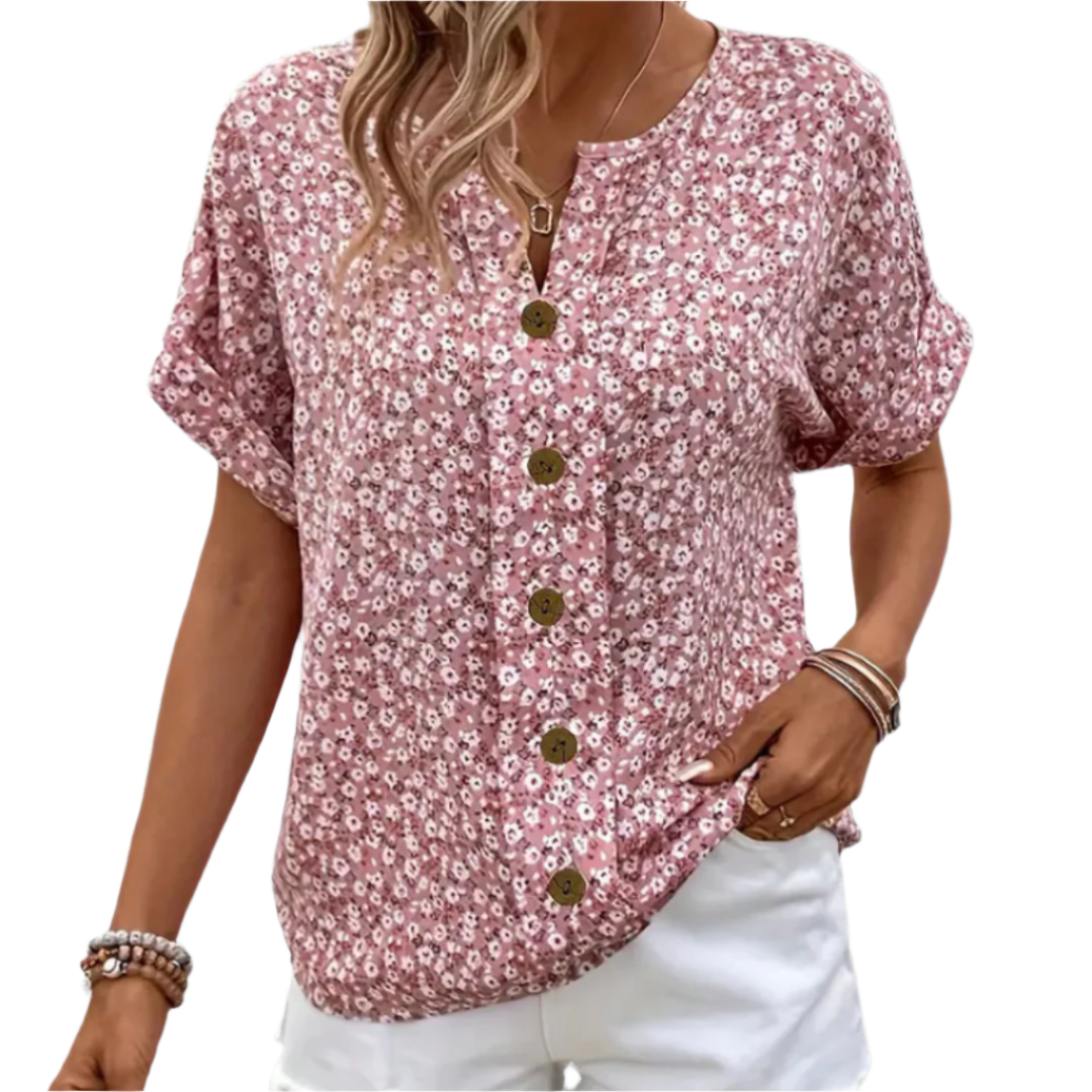 Blouse Femme Échancrée Imprimé Floral Léger 0