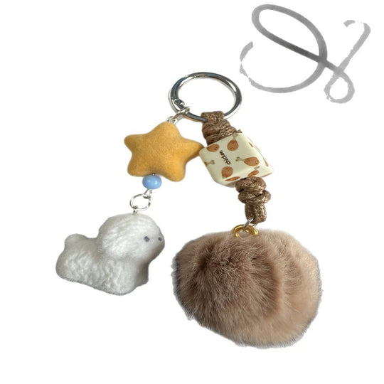 Breloc Decorativ cu Pompon și Pandantiv în Formă de Câine pentru Femei 4