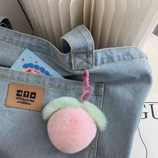 Breloc de pluș cu pompon și design fructat pentru femei 0
