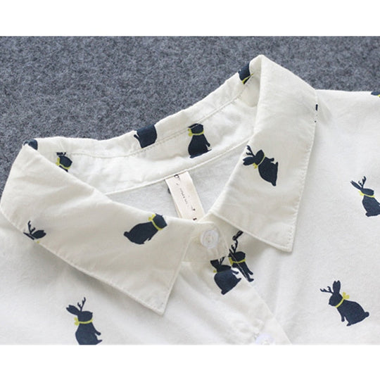 Bunny - Rochie Cămașă Cu Imprimare De Iepurași