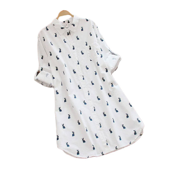 Bunny - Rochie Cămașă Cu Imprimare De Iepurași