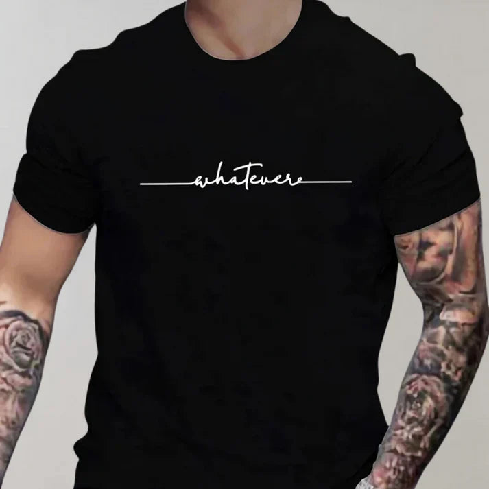Herre T Shirt Casual Rund Hals Bomuldsblanding-1