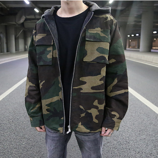 Hoodies Mænd Camouflage Moderne Pasform 100% Bomuld-1