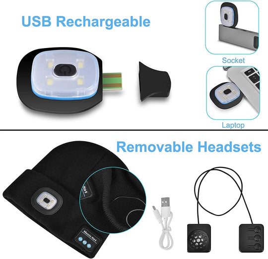 Căciulă Bărbați Bluetooth cu Iluminare LED și Funcție Audio Wireless 8