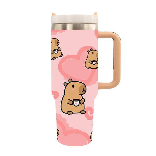 Cană de Călătorie Izolată Unisex cu Design Artistic Tiger și Nufăr 10