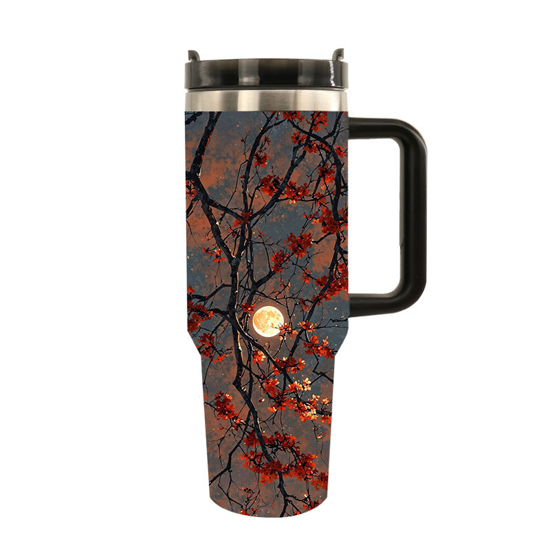 Cană de Călătorie Izolată Unisex cu Design Artistic Tiger și Nufăr 14
