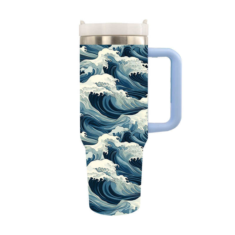 Cană de Călătorie Izolată Unisex cu Design Artistic Tiger și Nufăr 15