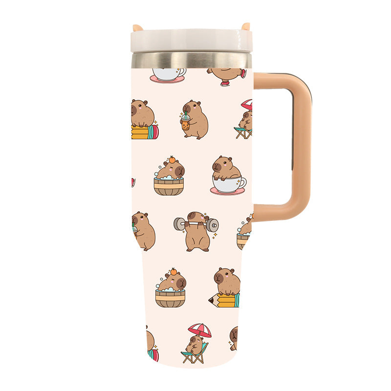 Cană de Călătorie Izolată Unisex cu Design Artistic Tiger și Nufăr 16