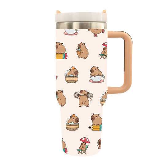 Cană de Călătorie Izolată Unisex cu Design Artistic Tiger și Nufăr 16