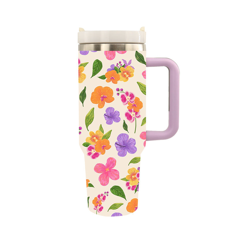 Cană de Călătorie Izolată Unisex cu Design Artistic Tiger și Nufăr 3