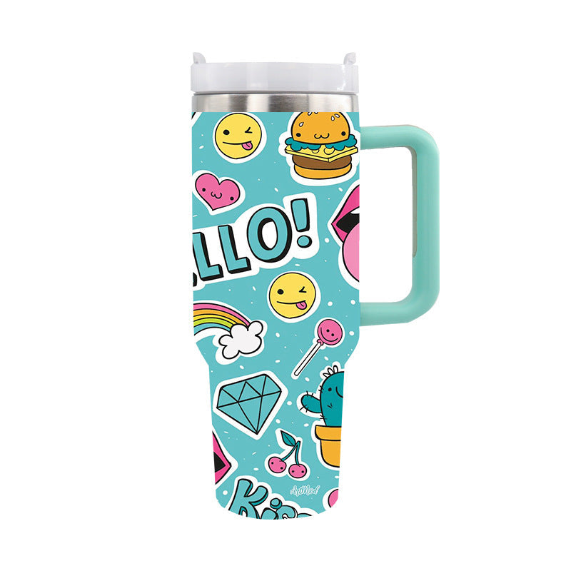 Cană de Călătorie Izolată Unisex cu Design Artistic Tiger și Nufăr 6