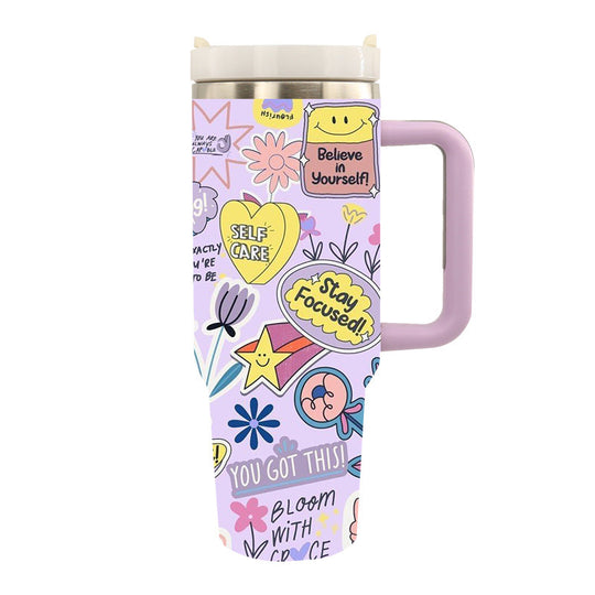 Cană de Călătorie Izolată Unisex cu Design Artistic Tiger și Nufăr 8