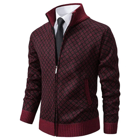 Cardigan pentru bărbați, model jacquard, confortabil și moale 2