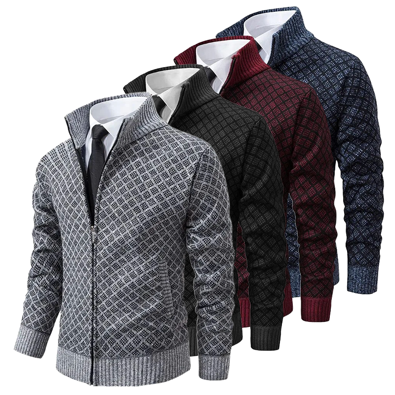 Cardigan pentru bărbați, model jacquard, confortabil și moale 4