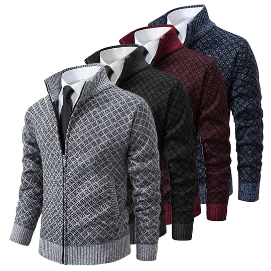 Cardigan pentru bărbați, model jacquard, confortabil și moale 4