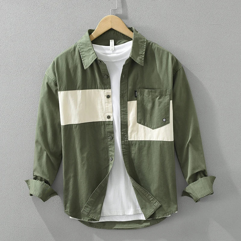Variant image for Heren Overhemd Patchwork Modern Katoen Relaxed Fit-11