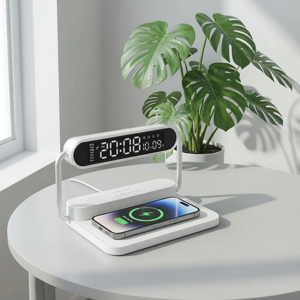 Ceas cu Alarmă Multifuncțional 3 în 1 cu Încărcare Wireless 0