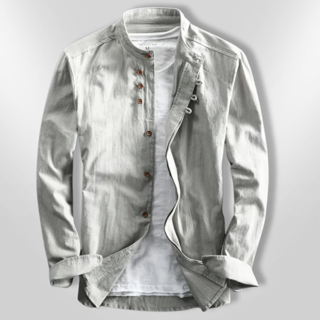 Chemise Homme Style Katana Asymétrique Tissu Léger et Respirant 2